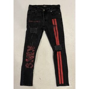 Vintage XO Jeans Mens 30 Jeans Pants Embroidered Termanini Streetwear Distressed